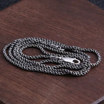 Nova trdna 925 srebro človek ogrlica šest znakov mantra pleteni ogrlico, ki za moške in ženske osebnosti Tajski srebrni modni nakit